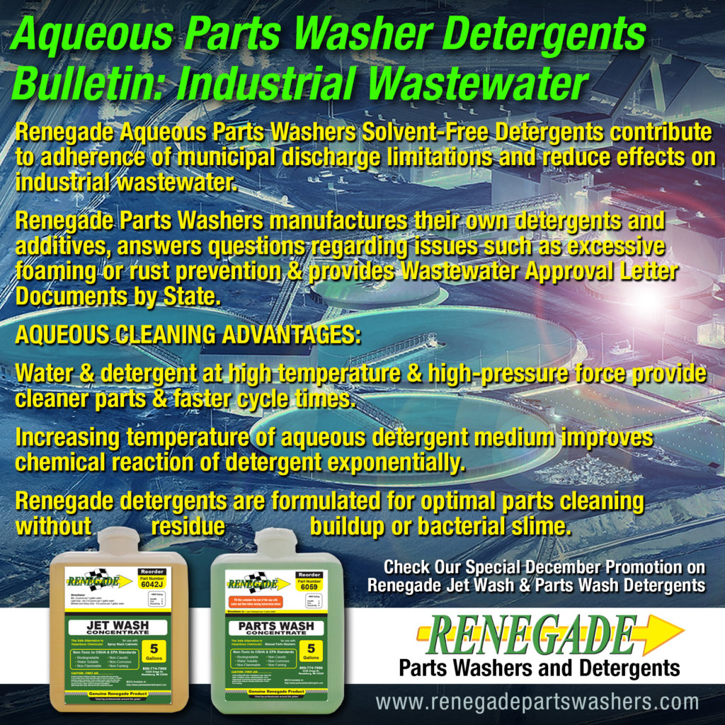 Renegade Parts Washers and Detergents Bulletin: Industrial Wastewater